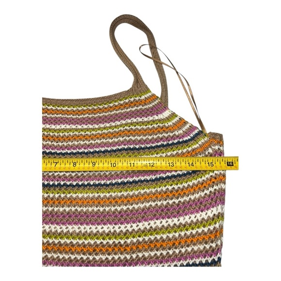 OLIVE + OAK Multicolor pastel Striped Knit spaghetti strap mini dress M - Picture 7 of 10